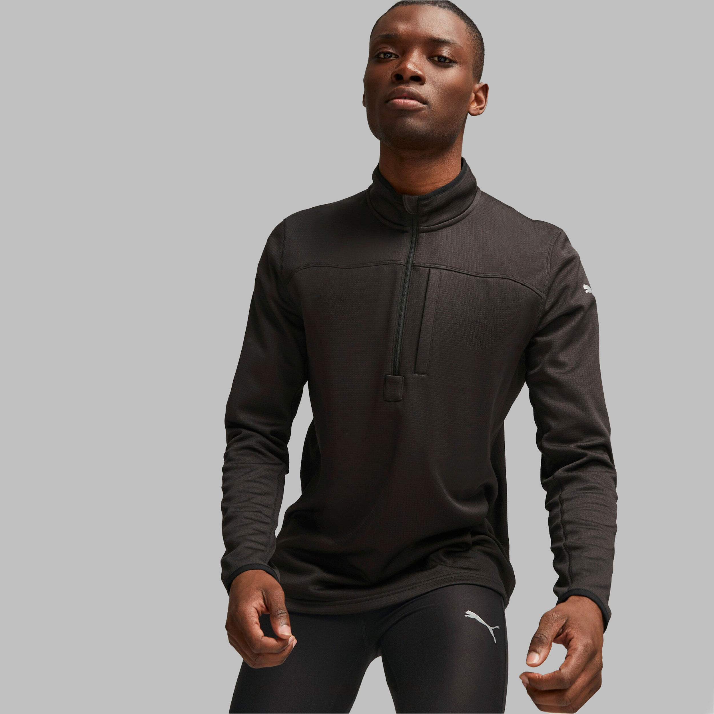 Run Microfleece Half-Zip Lauftop Herren - Schwarz