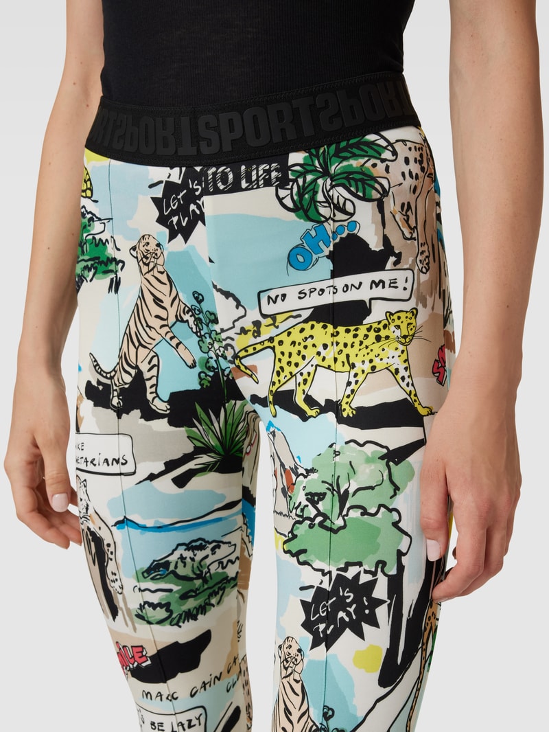 Hose mit Allover-Print in petrol