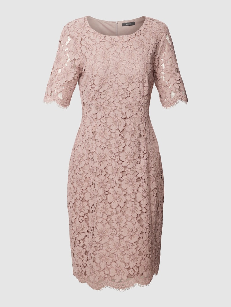 Cocktailkleid aus Spitze mit floralem Allover-Muster in taupe