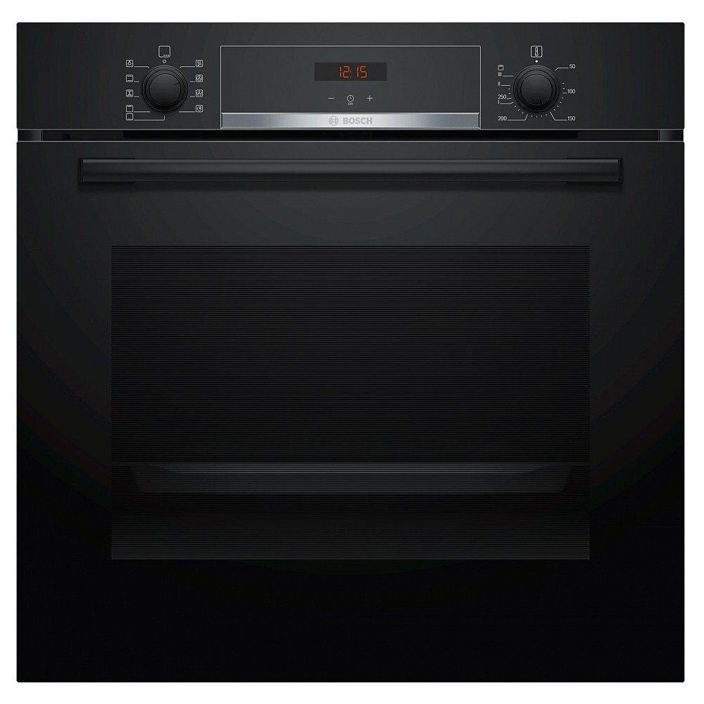 BOSCH Induktions Herd-Set Autark Einbau Backofen Schwarz und Kochfeld, mit 1-fach-Teleskopauszug