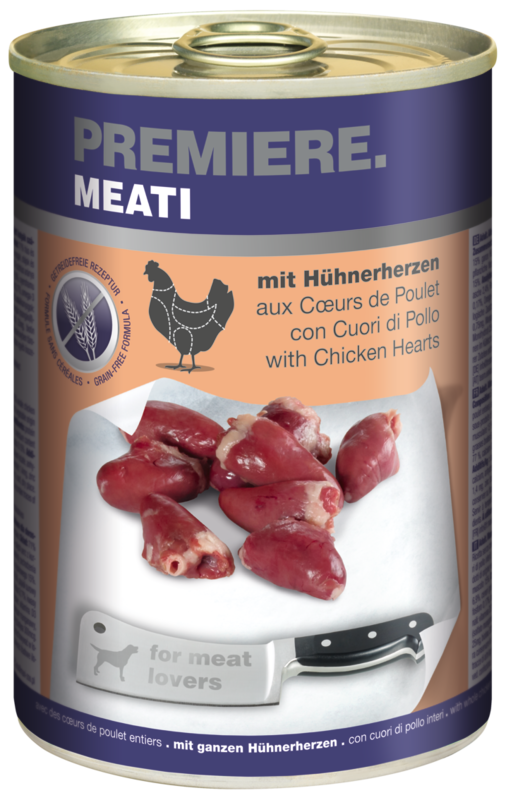 PREMIERE Hundenassfutter PREMIERE Meati Hühnerherzen 24x400 g