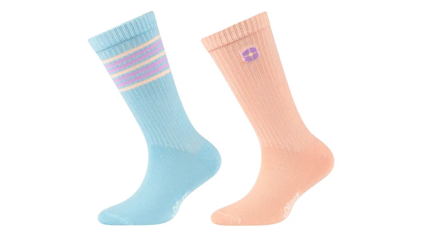 s.Oliver Kinder Socken Silky Sustainable Mini Motif 2er Pack blau, orange