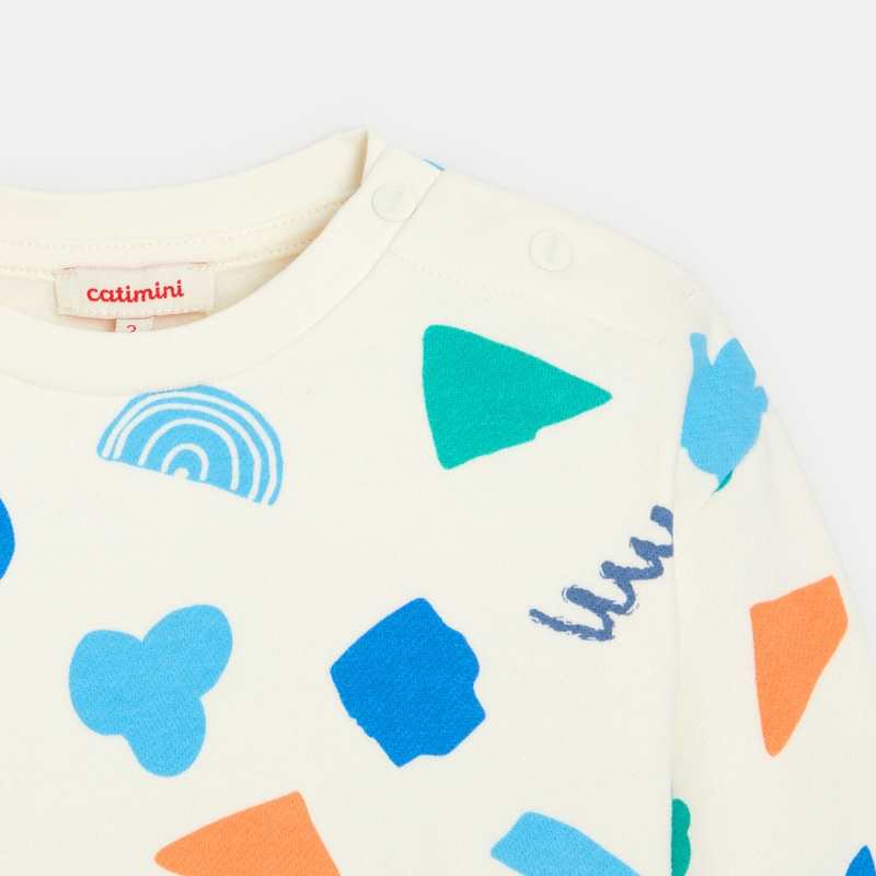 Sweat bébé garçon molleton motifs géométriques blanc Catimini