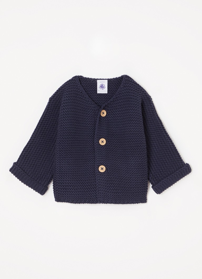 Cardigan Petit Bateau cu guler rotund și tricotat gros