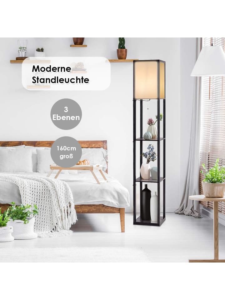 COSTWAY 2 in 1 Standleuchte Regal 160cm in Schwarz günstig kaufen onesize