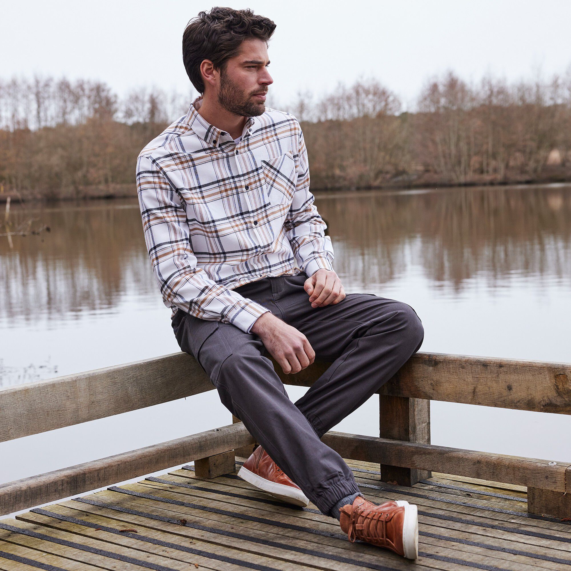 Chemise en flanelle carreaux fils-teints