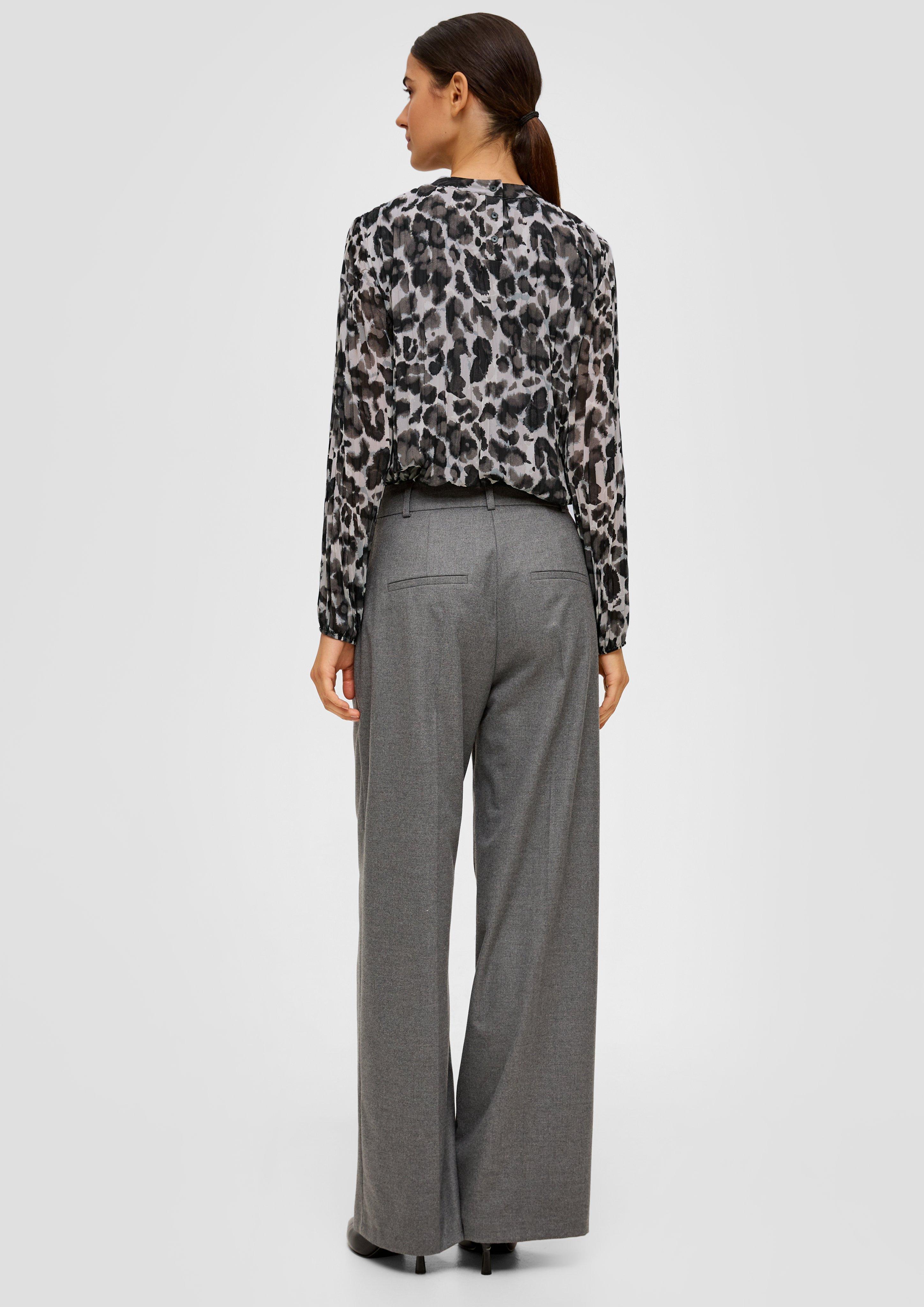 Gemusterte Chiffonbluse mit Stehkragen  2140361-07A3