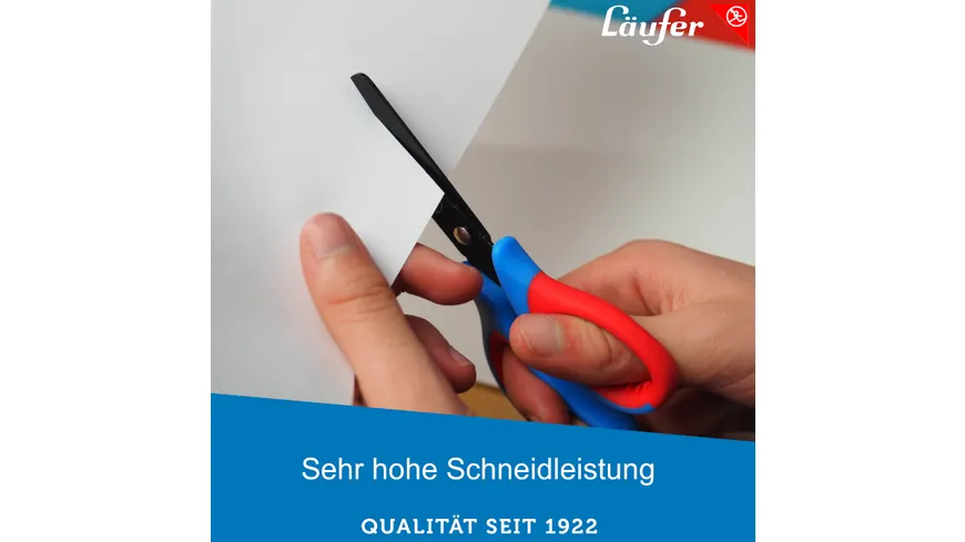 Läufer Bastelschere 13cm rund mit weichem Komfortgriff  blau/grün grün/blau