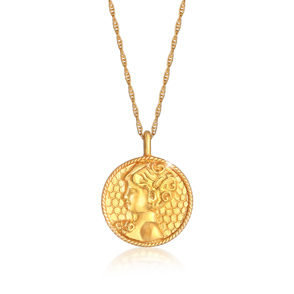 Elli Elli Collier Pièce de monnaie Vierge du zodiaque pour dames Astro Tendance Antiqu Bijoux