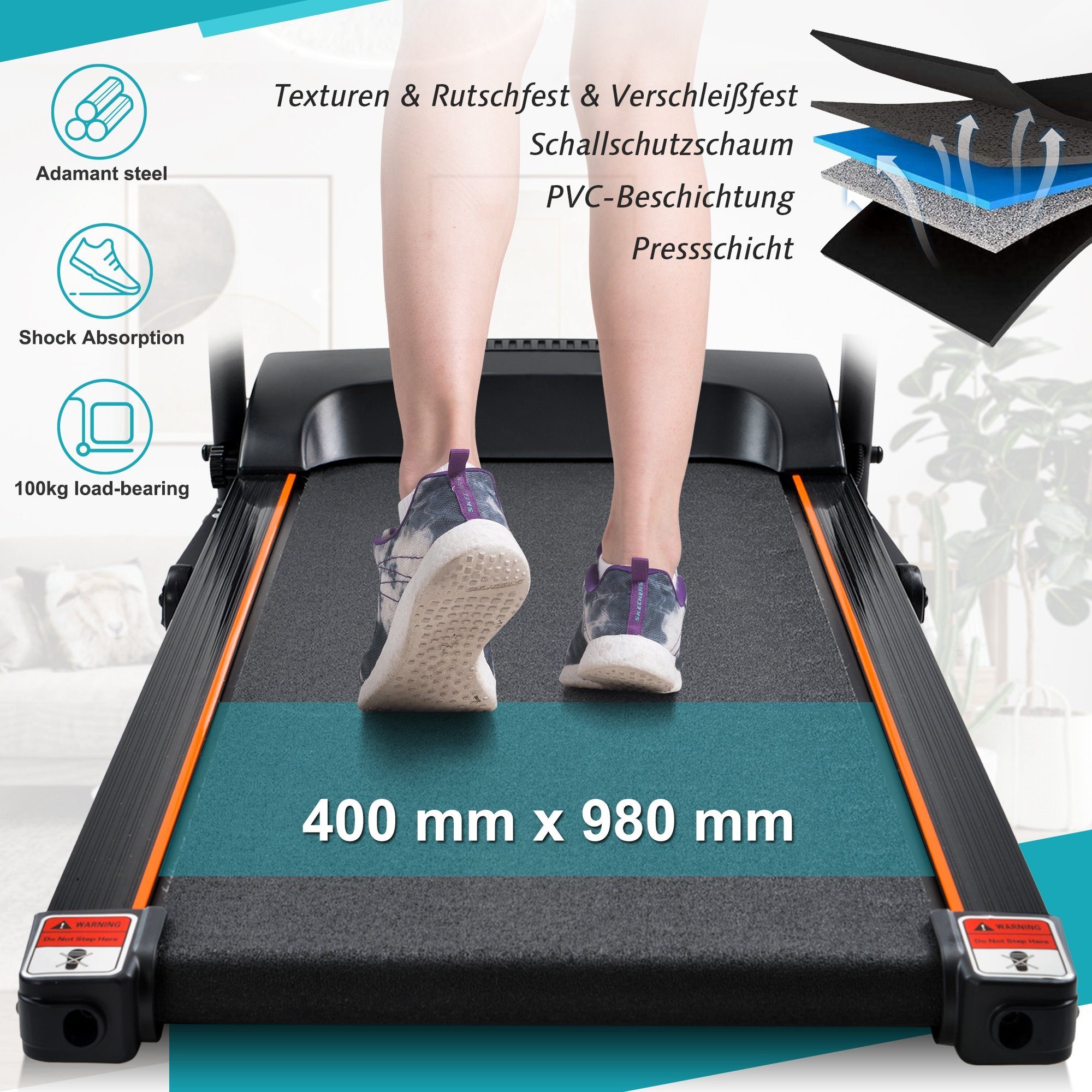 Mould King Laufband Faltbares Laufband,mit Kinomap-App,USB-Bluetooth und AUX-Konnektivität