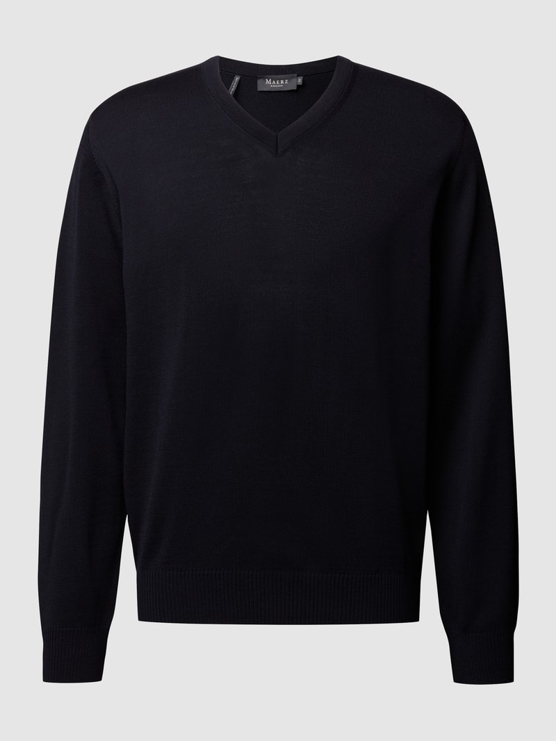 Pullover aus Schurwolle in marineblau