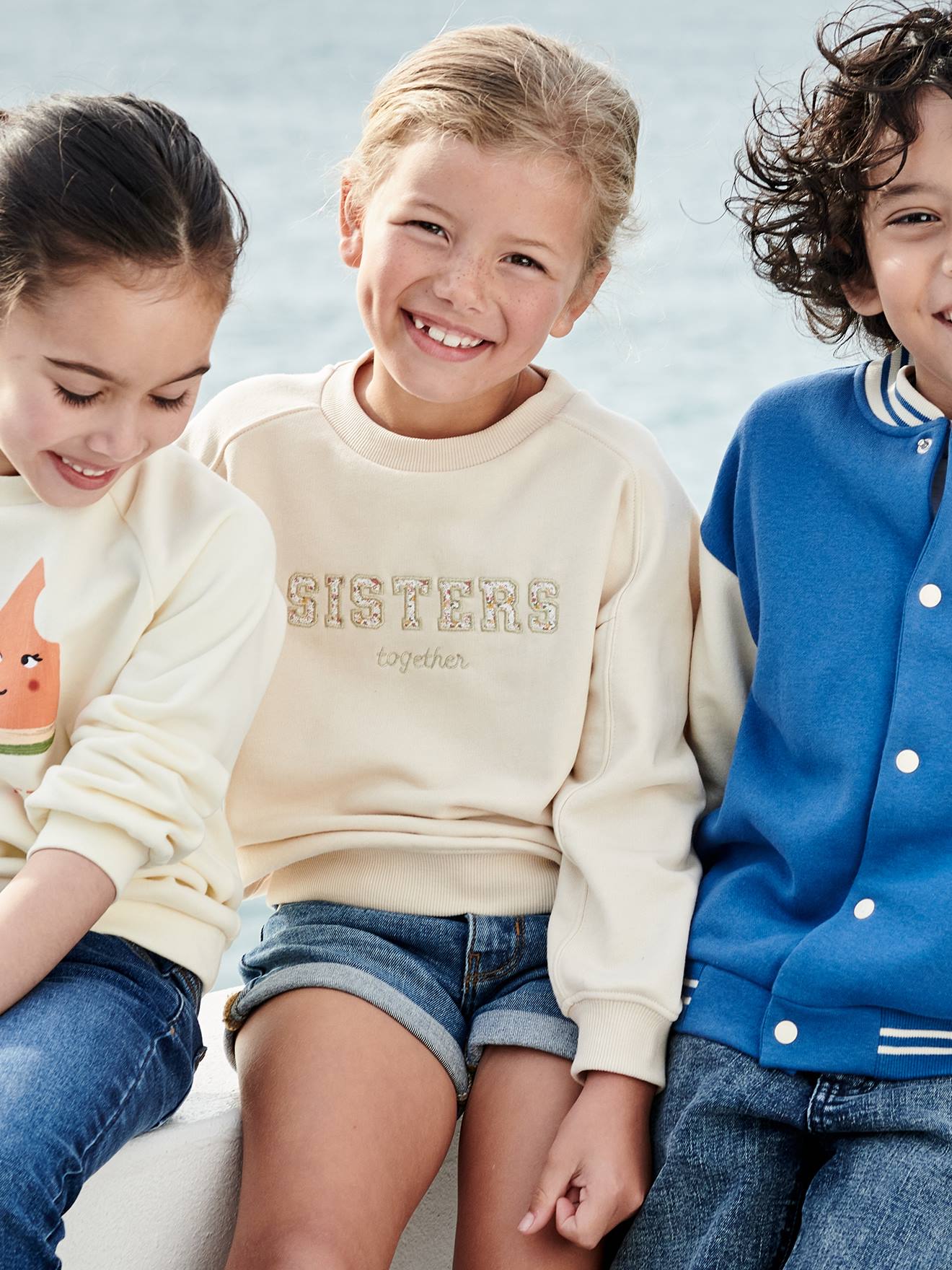 Sweat romantique lettres fantaisie fille sable