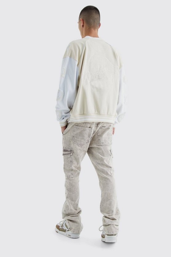 Slim-Fit Cord-Cargohose mit Acid-Waschung