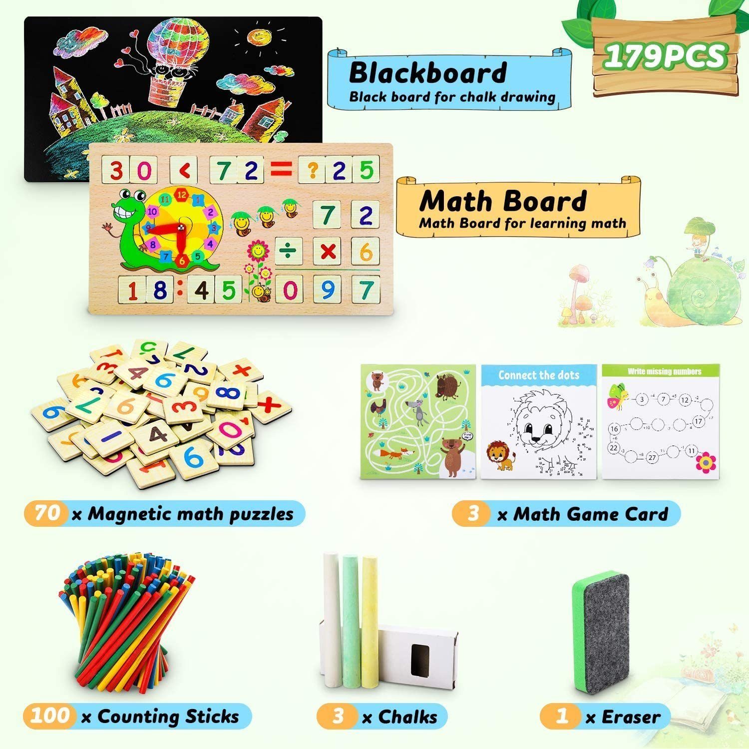 LENBEST Lernspielzeug Mathe Montessori Spielzeug Spiele mit Zählstäbchen Einmaleins (Lernspiele Kinderspiele Holzspielzeug), Jungen Mädchen - Geschenke