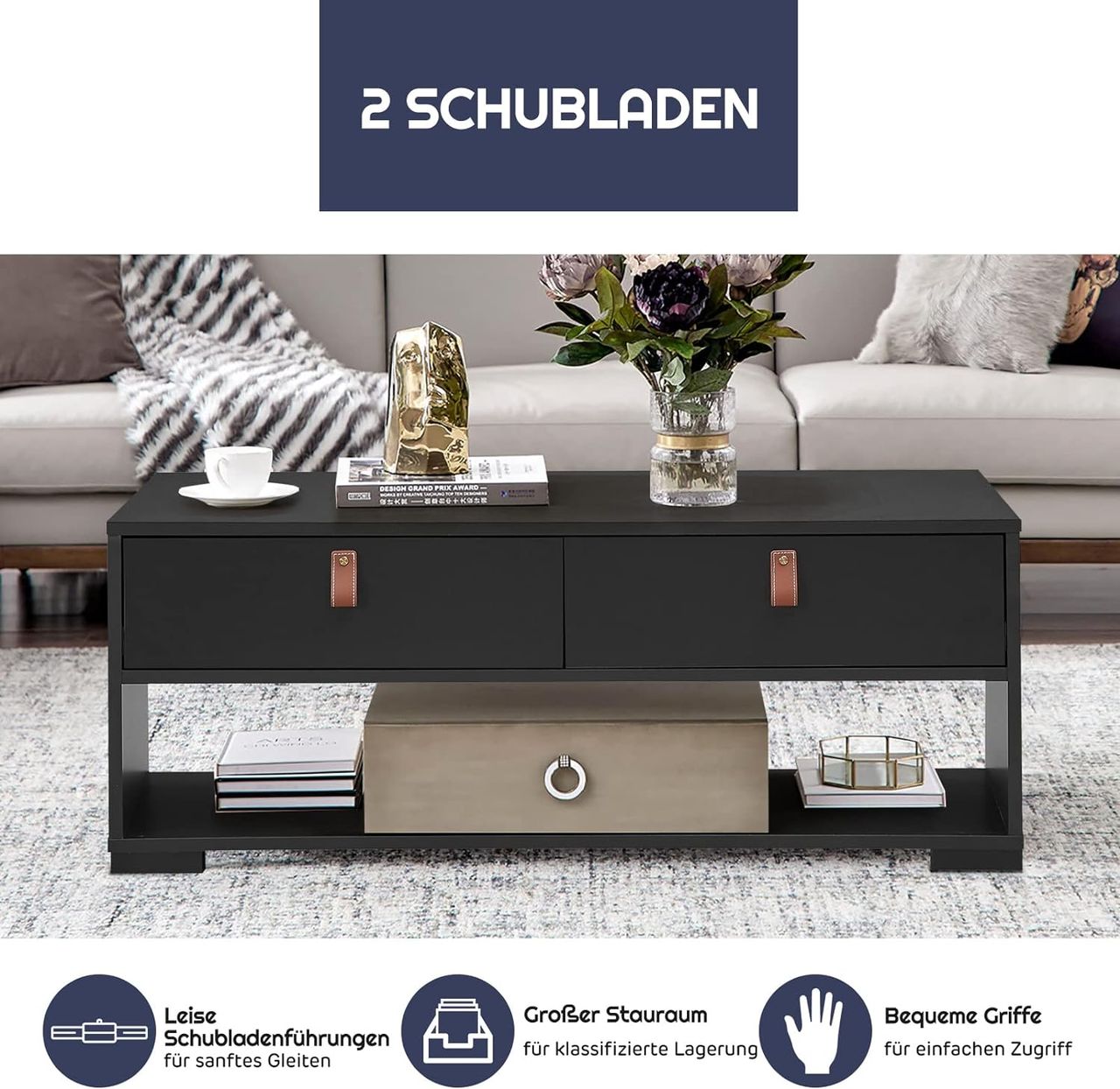 Costway Industrieller Couchtisch für Wohnzimmer