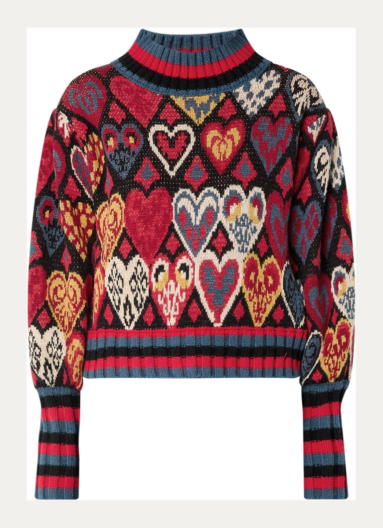 Farm Rio  Hearts Ikat grofgebreide trui in wolblend met ingbereid patroon