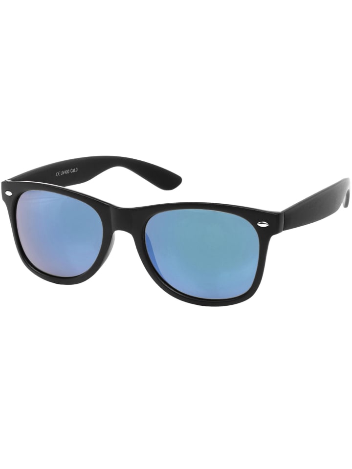 styleBREAKER Nerd Sonnenbrille in Schwarz glanz / Blau günstig kaufen onesize