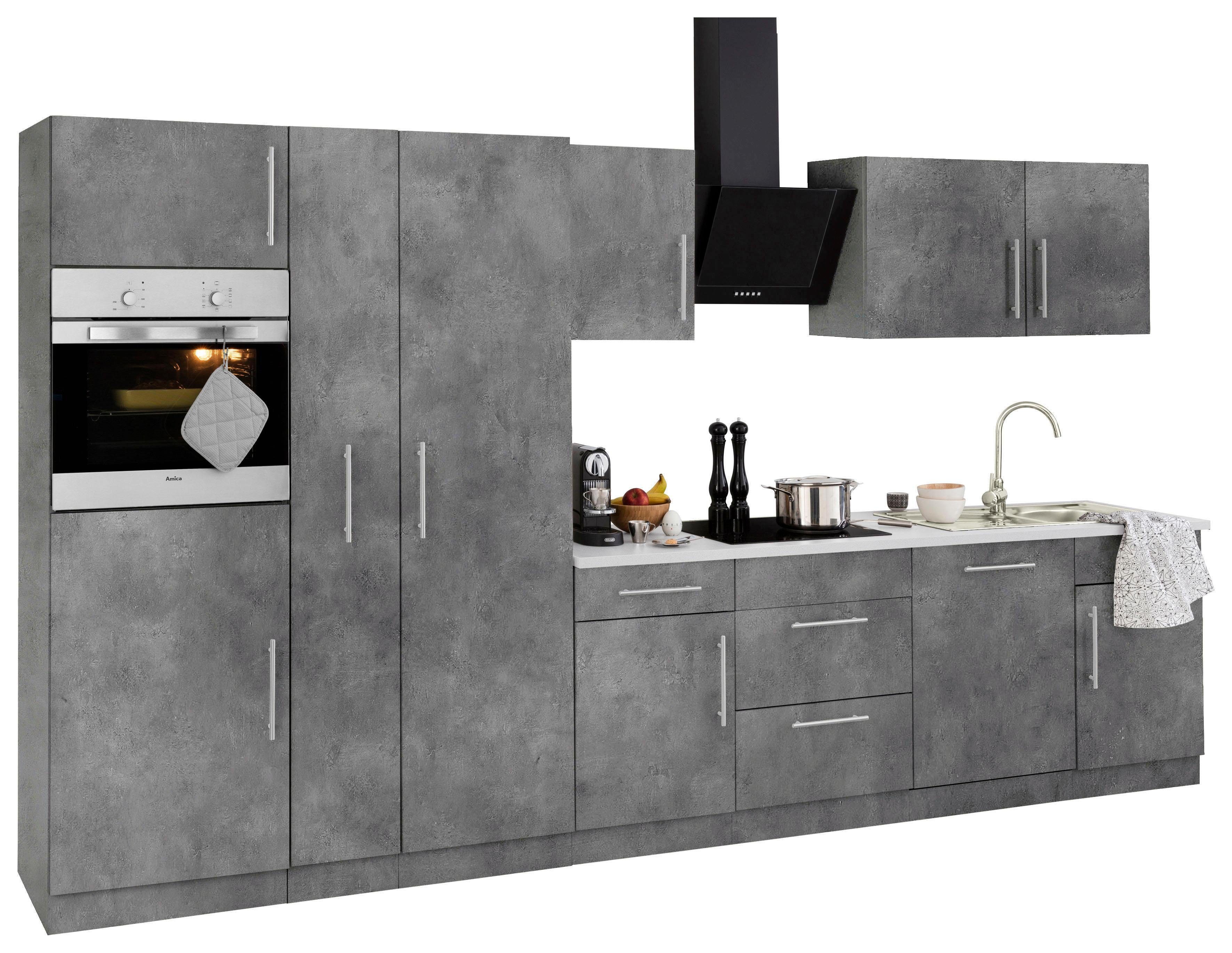 wiho Küchen Küchenzeile Cali, mit E-Geräten, Breite 360 cm mit Metallgriffen
