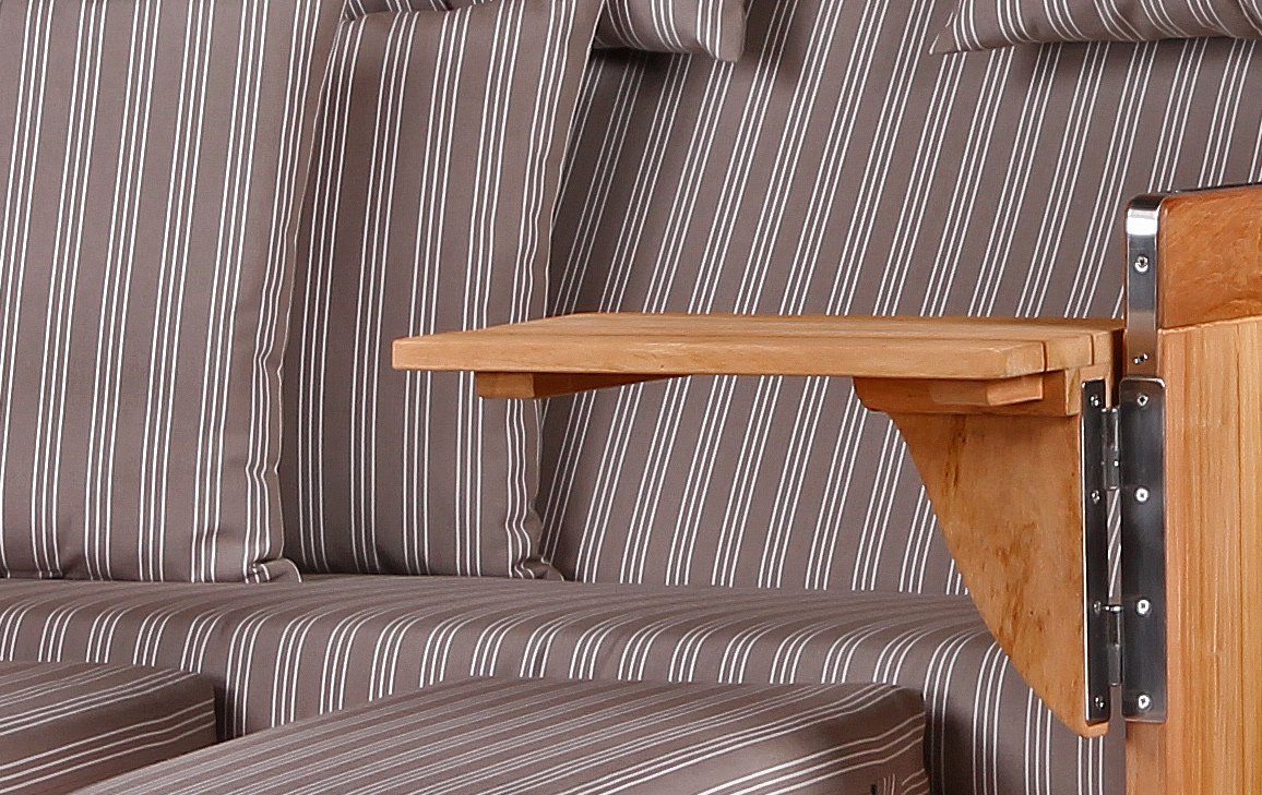 bene living Strandkorb Königssee 2,5-Sitzer Teak - PE shell - Modell 501, BxTxH: 142x95x170 cm, Volllieger ca. 175 Grad, Ostsee-Strandkorb, inkl. Liftersystem und Bullaugen