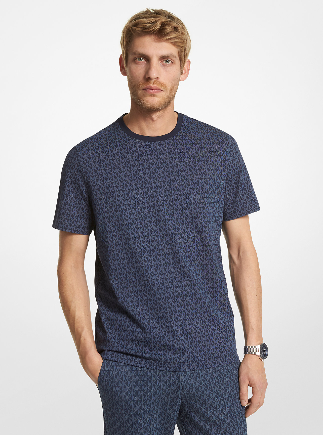 T-skjorte med logo i bomull – MIDNIGHT