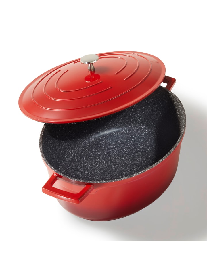 Stoneline Cocotte Bräter Oval 32x25 cm | mit Deckel in Rot günstig kaufen Ø 32 cm