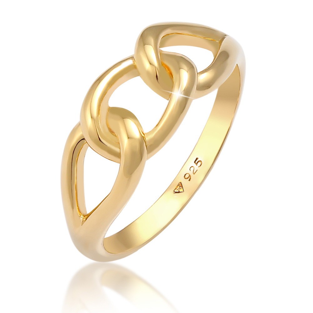 Elli Elli Bague Femme Bague Symbole de Noeud Massif en 925 Argent Plaqué Or Bague