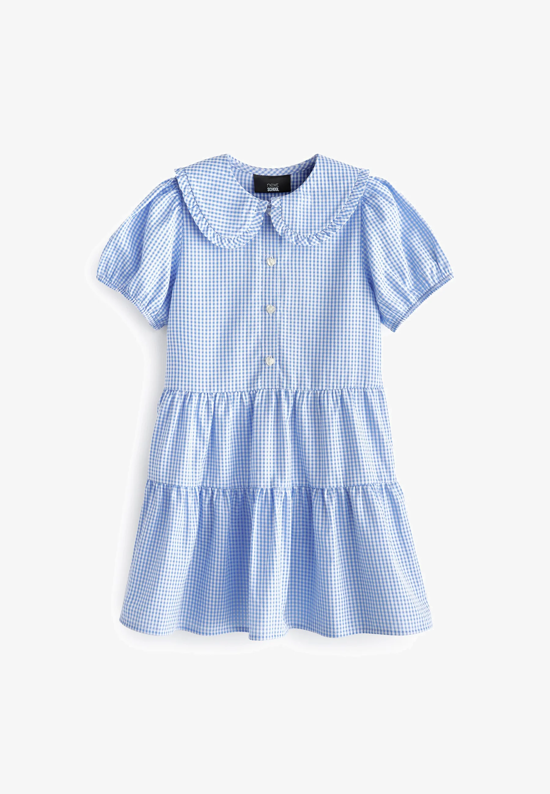 Siguiente vestido de verano con estampado de cuadros escalonados de la escuela Rich