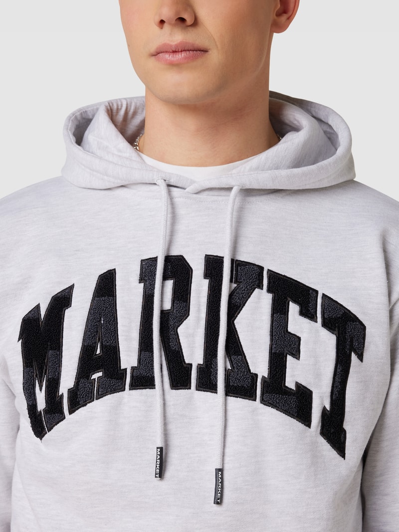 Hoodie mit Label-Stitching Modell 'CHESS' in hellgrau