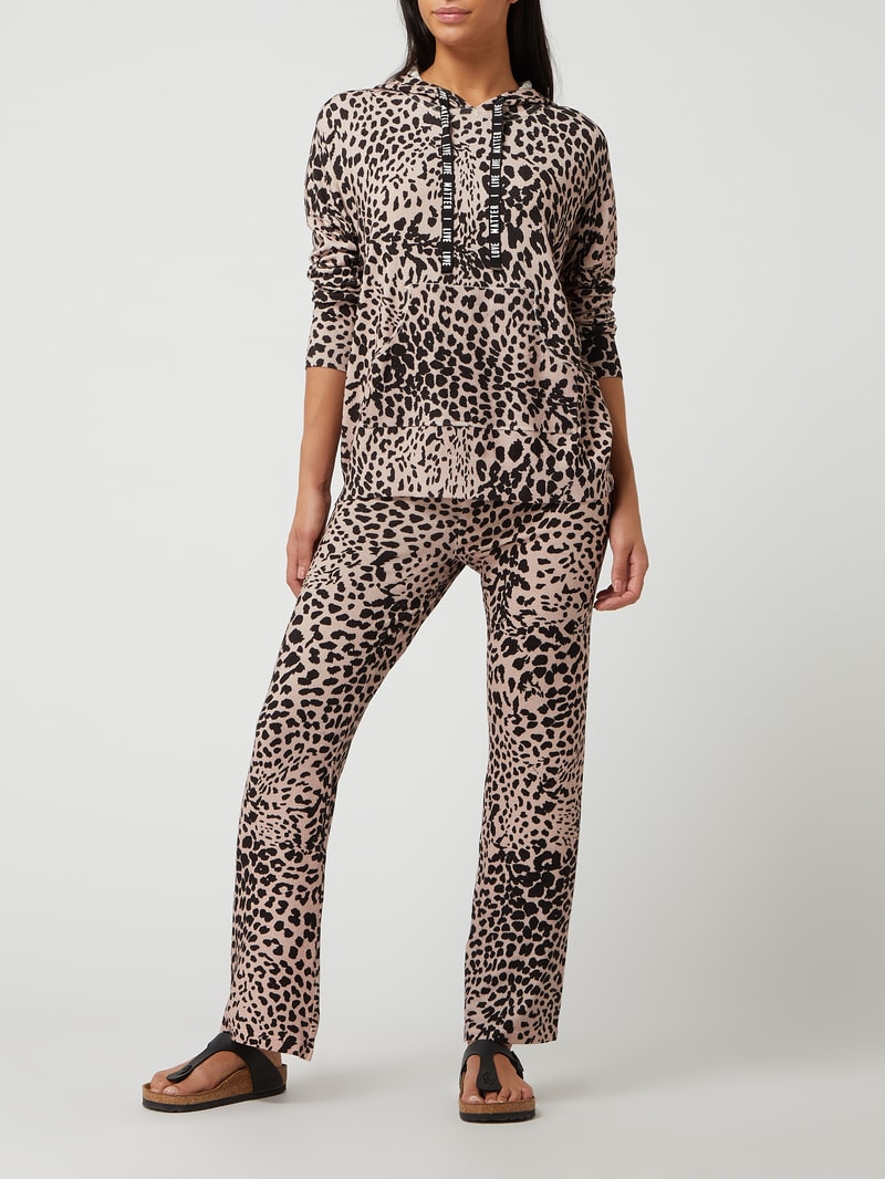 Hoodie mit Animal-Print in beige