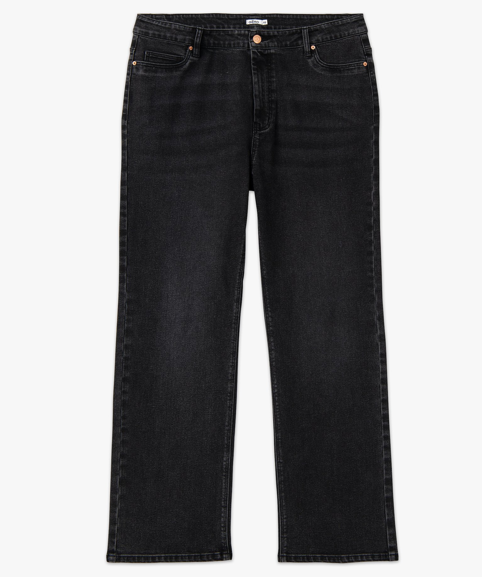 Jean femme grande taille coupe Straight noir | GEMO