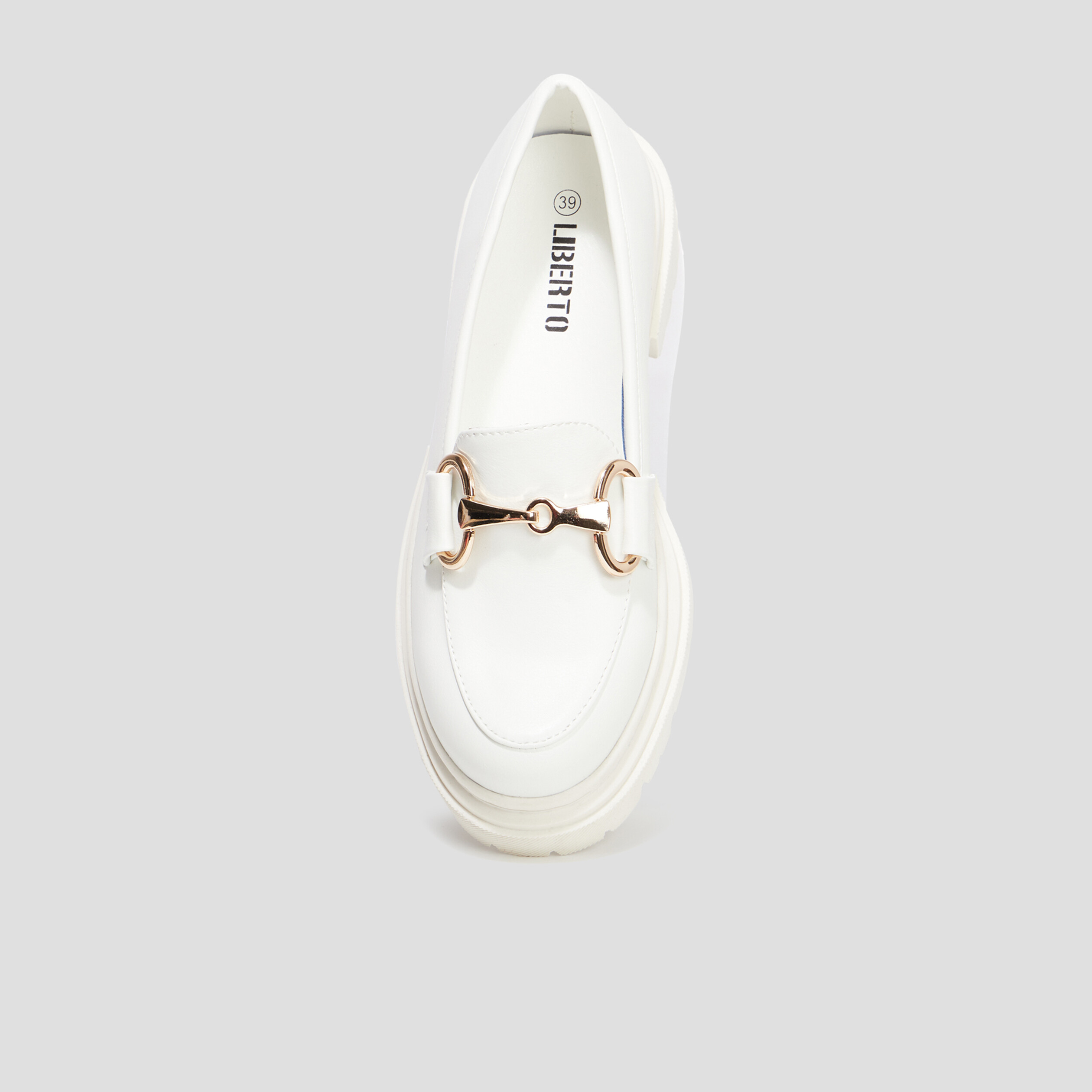 Mocassins crantés détail chaîne Liberto blanc femme | La Halle