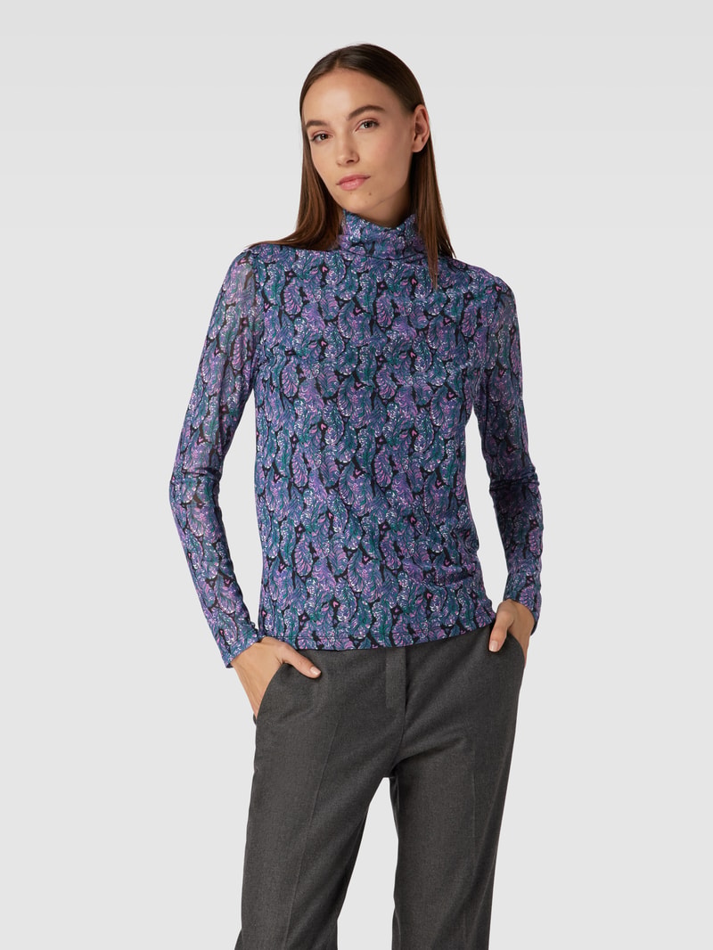 Longsleeve mit Stehkragen Modell 'Jane' in flieder