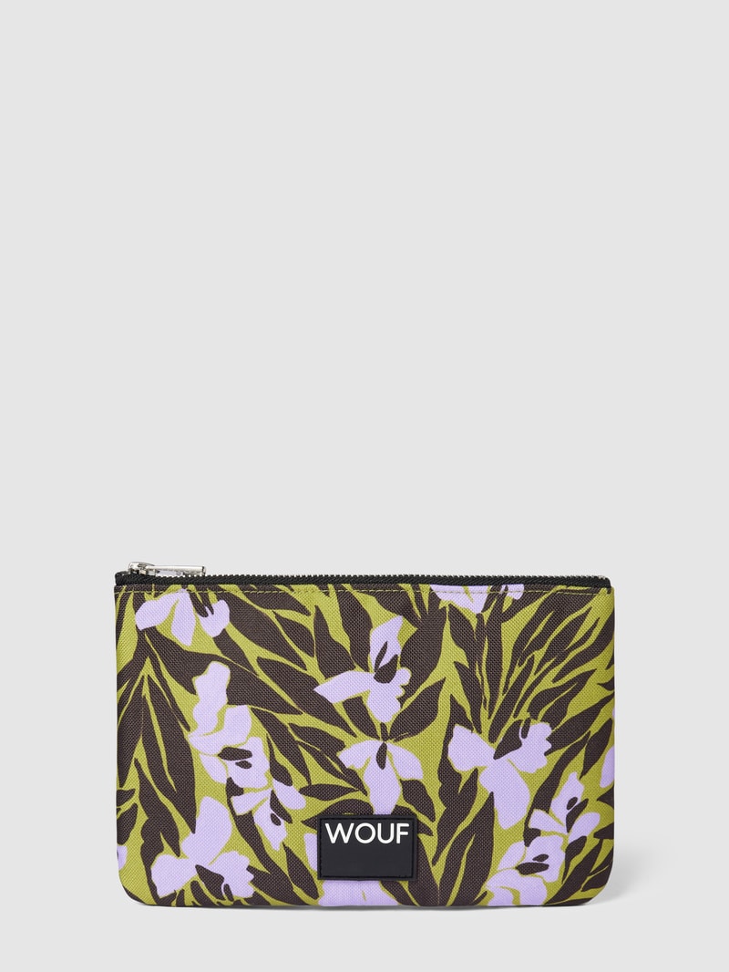 Pouch mit Allover-Muster Modell 'Adri' in olivgrün