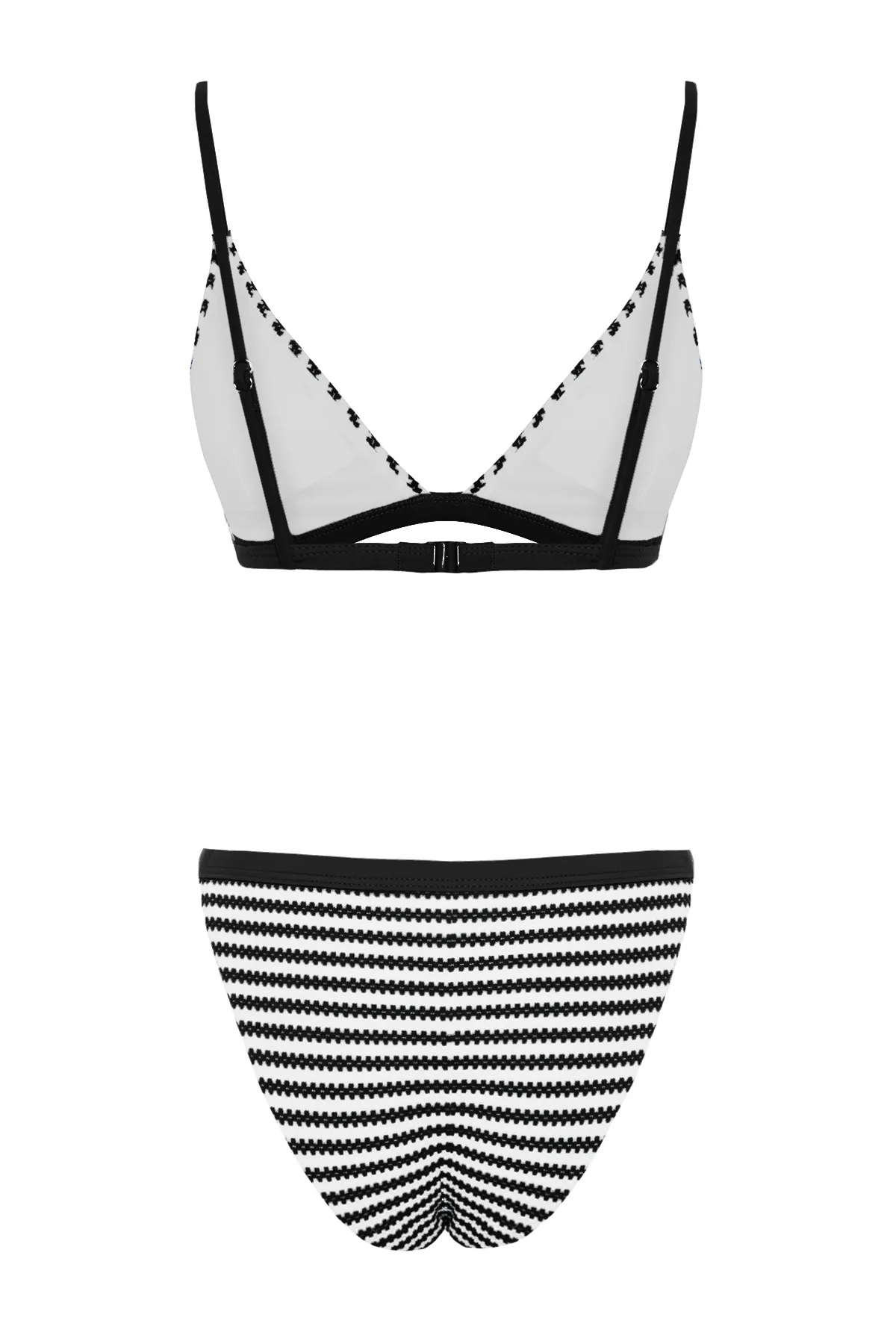 Trendyol Collection  Schwarz-weißes, strukturiertes Triangel-Bikini-Set in normaler Passform TBESS24BT00060