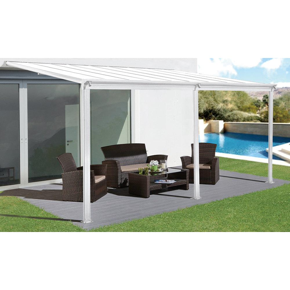 HC Garten & Freizeit Terrassenüberdachung-/Terrassendach Veranda, 557 x 303 x 258 cm - Weiss