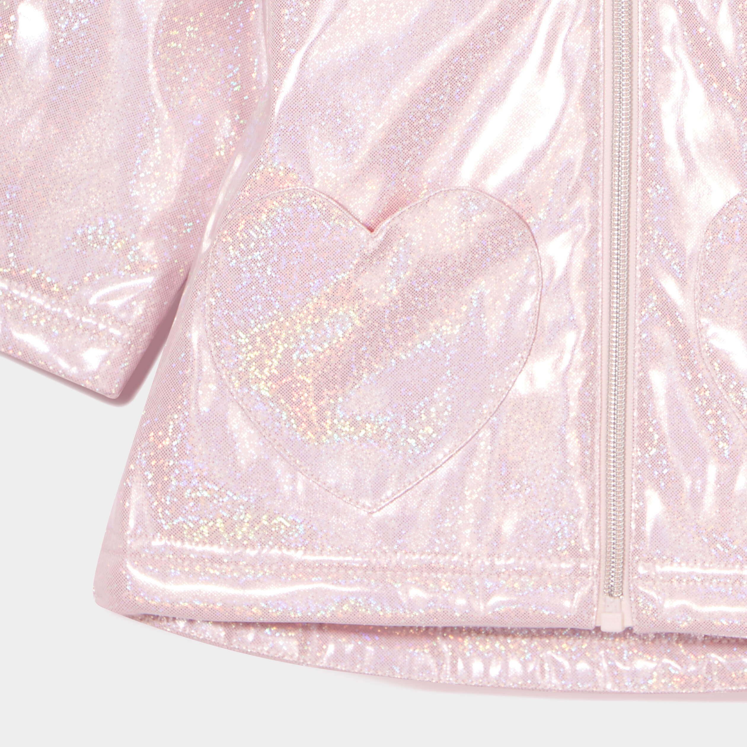 Parka pailletée à capuche doublée rose clair bébé fille | La Halle