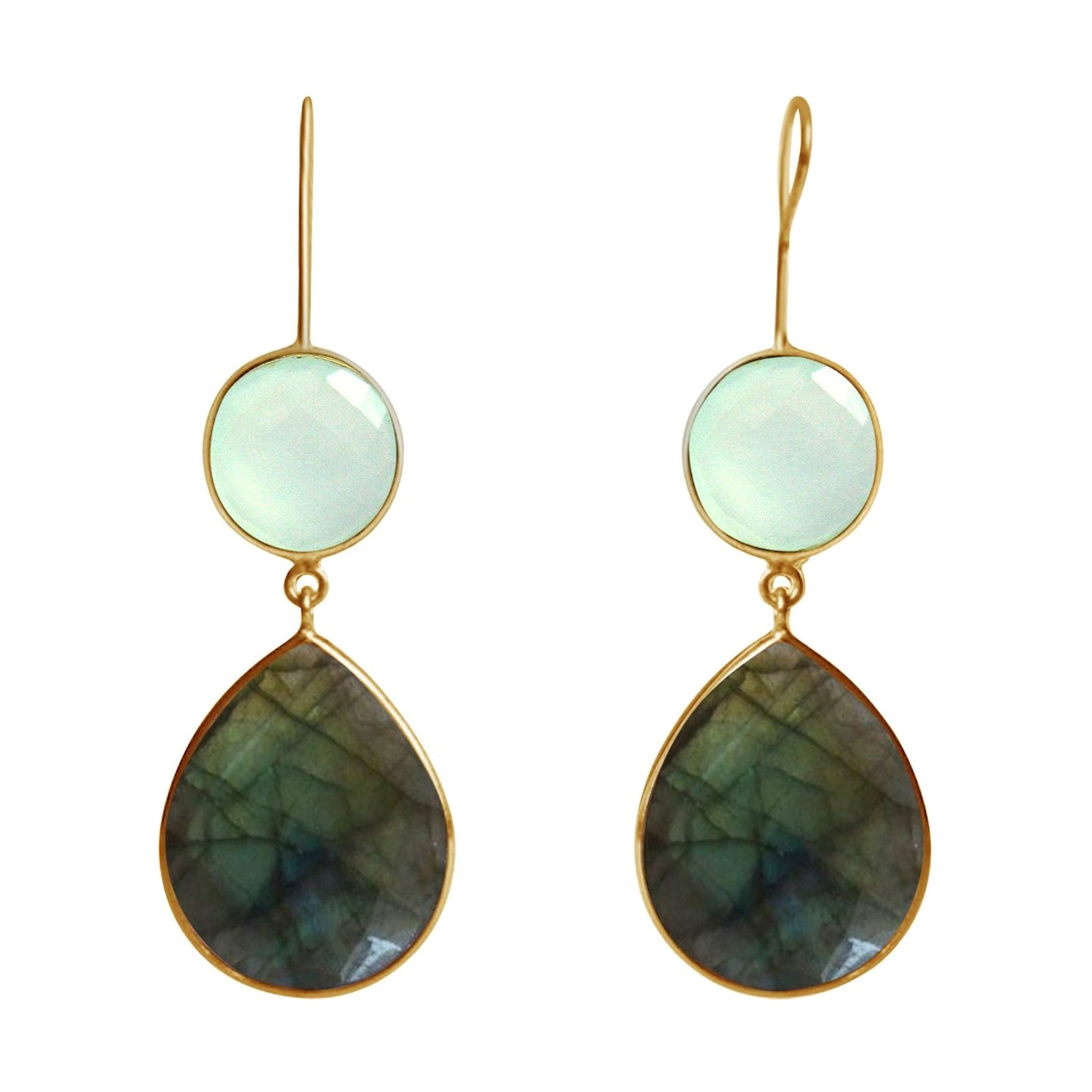 Ohrringe 'Chalcedon und Labradorit'