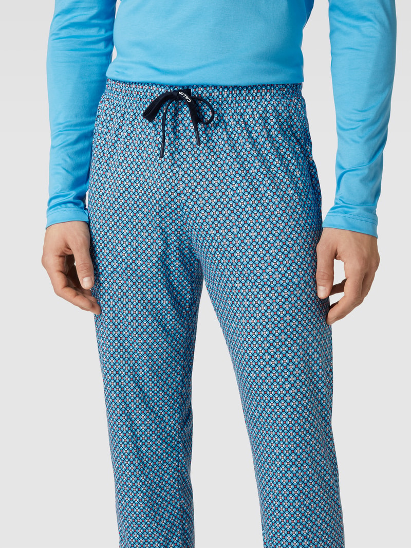 Pyjama-Hose mit Allover-Muster Modell 'REMIX' in türkis