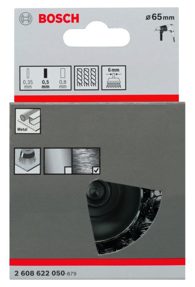 Bosch Blue Accessories 2608622050 Vezetékes kefe 65 mm fonott 6 mm-es szárral