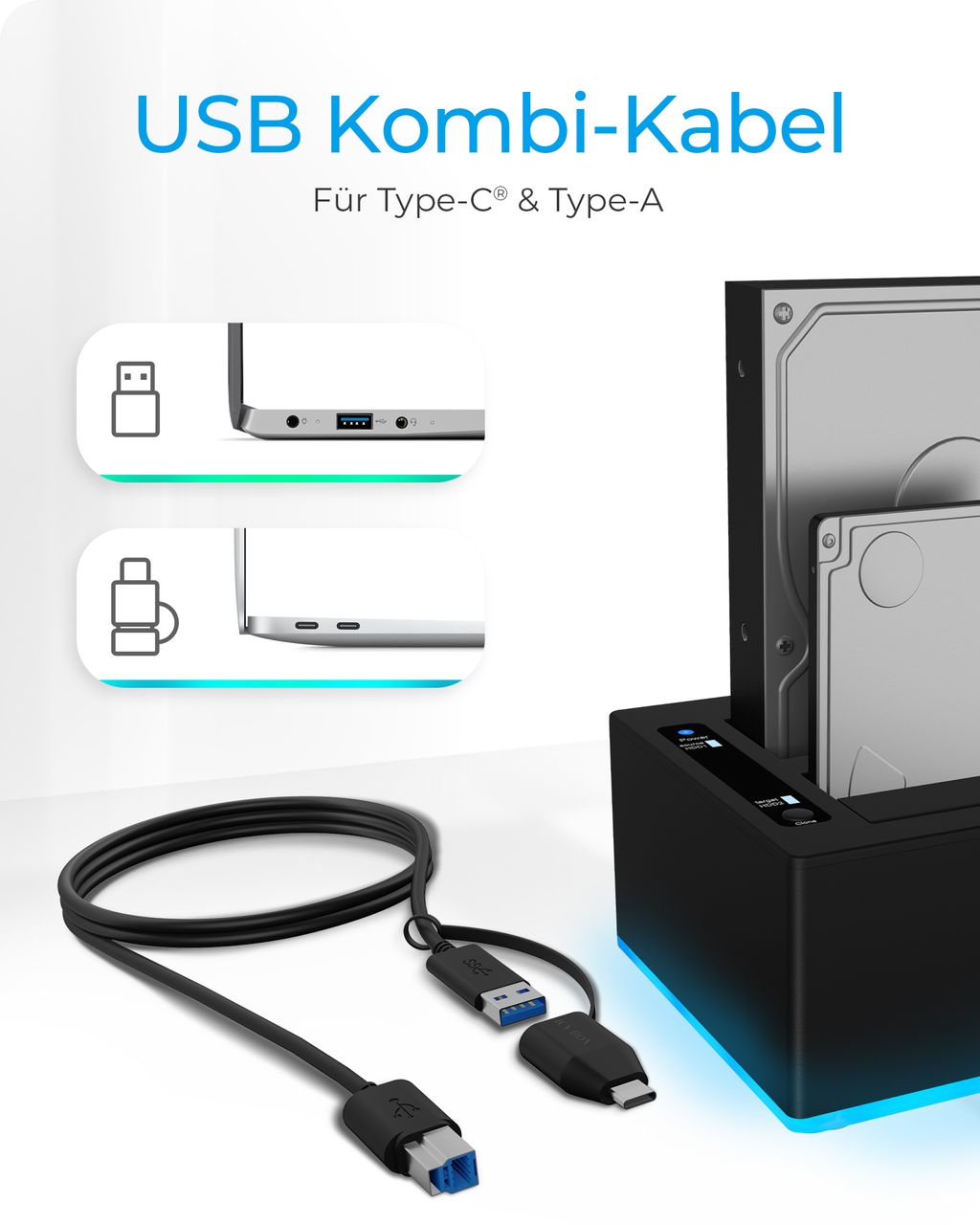 ICY BOX IB-127CL-U3, Docking & Klonstation für 2x HDD/SSD