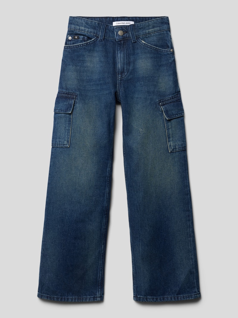 Flared Jeans mit Pattentaschen Modell 'SKATER UTILITY' in blau