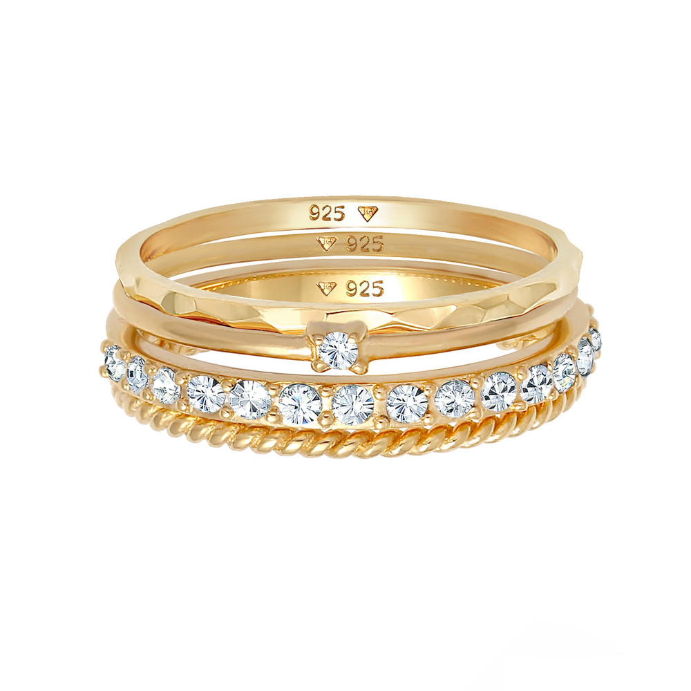Elli Elli Bague Bague empilée pour femme, set de 4, torsadée en argent sterling 925 Bague