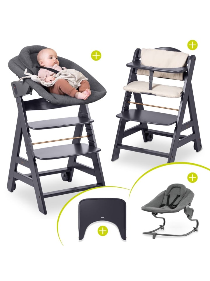 Hauck Beta Plus Dark Grey 5-tlg. Newborn Set - Hochstuhl in grau günstig kaufen onesize