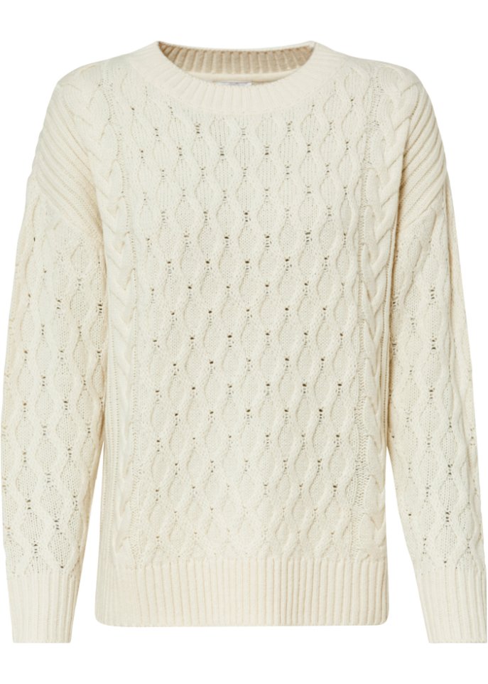 Strickpullover mit Zopfmuster