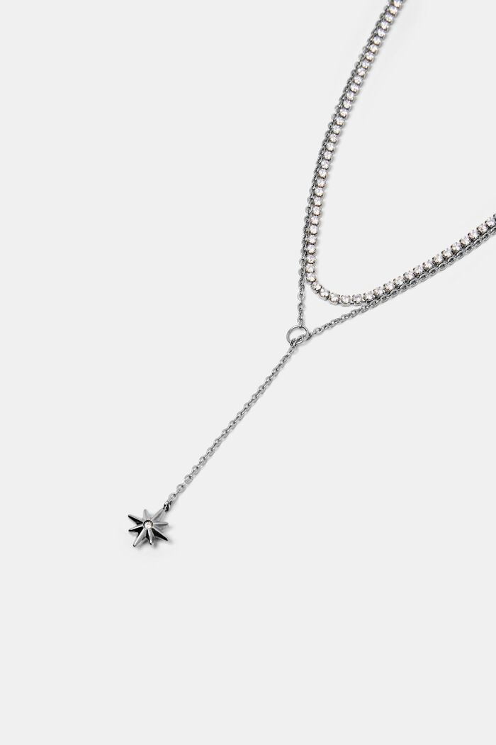 Kette im Layering-Design mit Zirkonia, Edelstahl