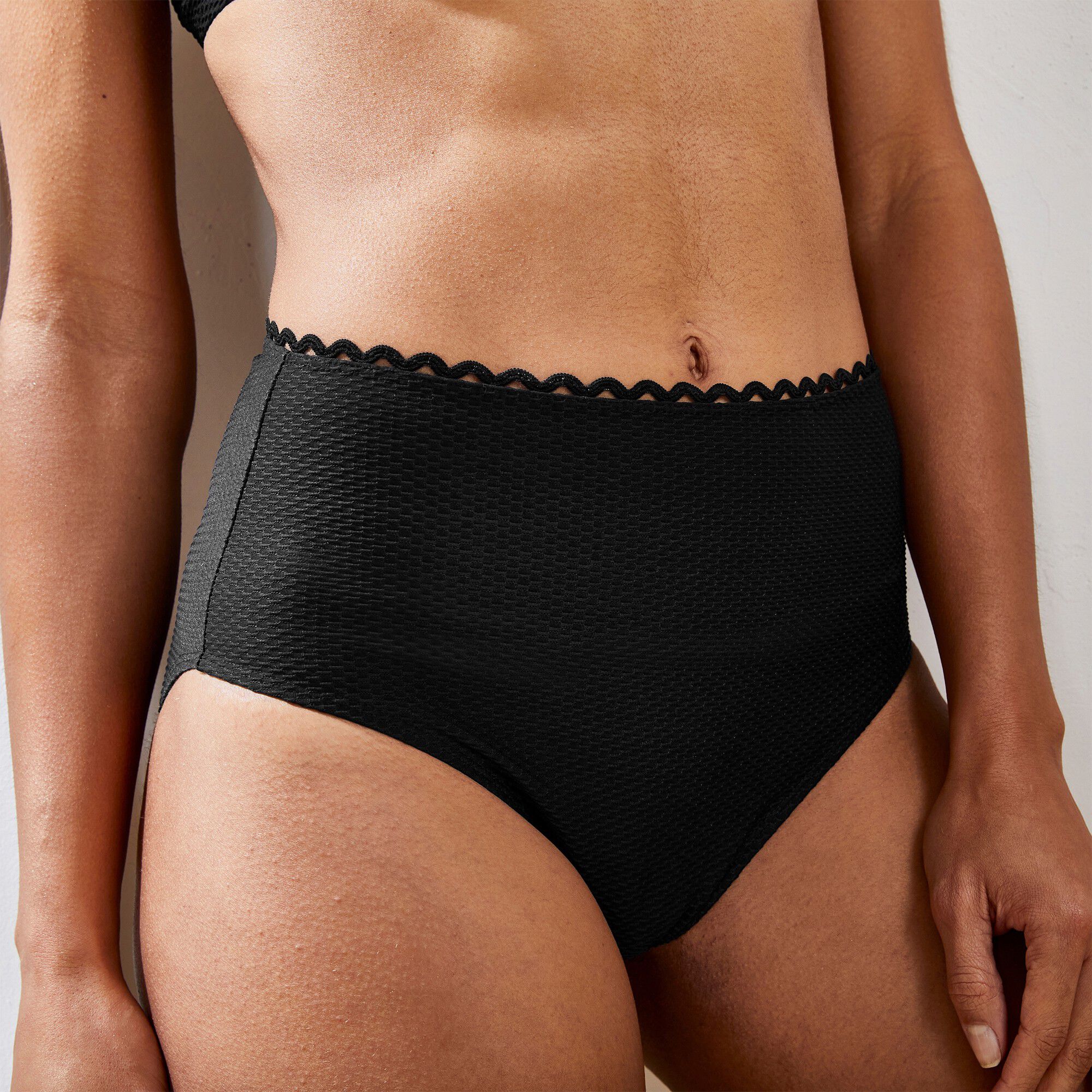 Culotte de bain maxi taille haute maille nid d'abeille Vilorio