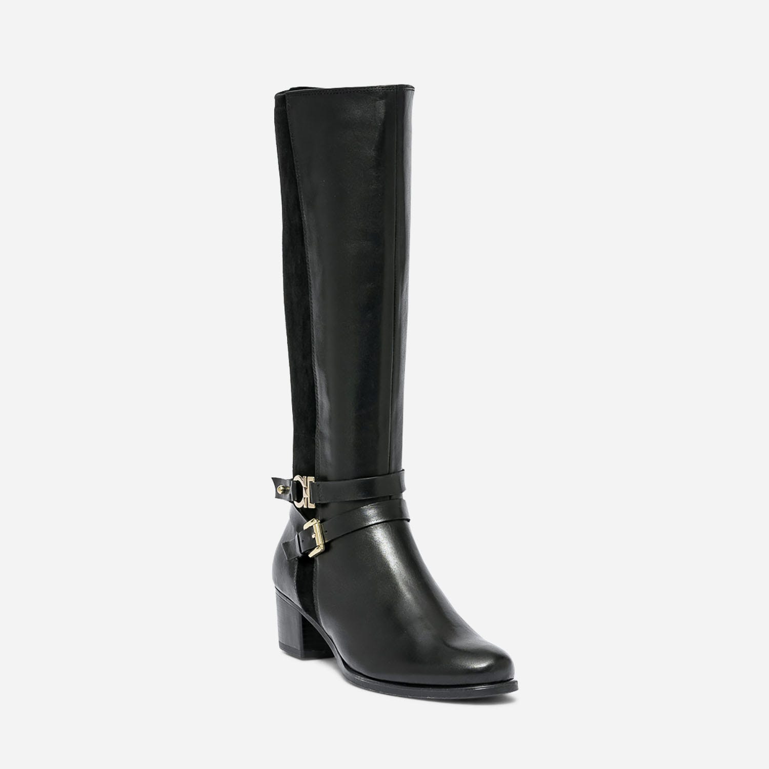 Botte CAPRICE noire en cuir et textile