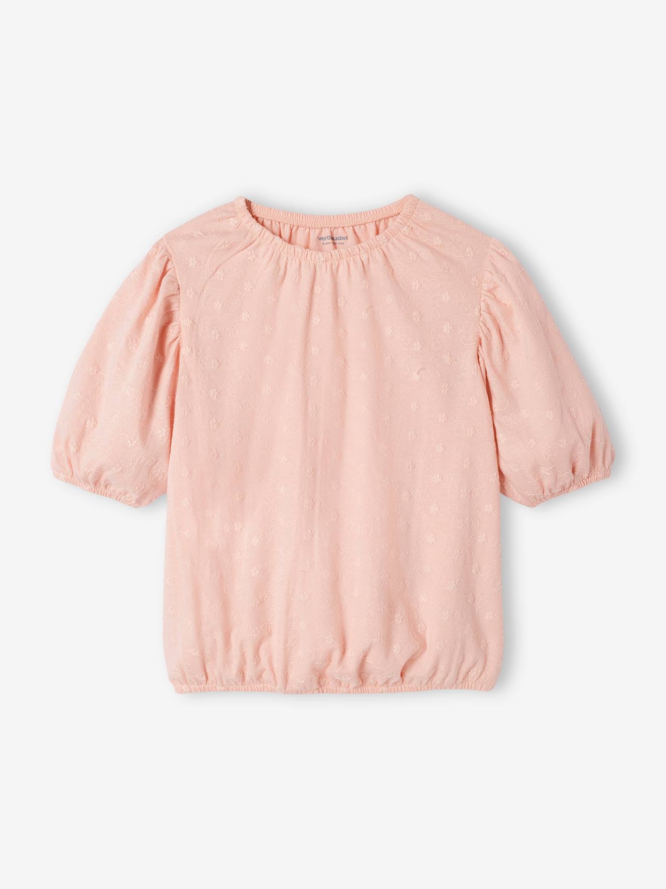 Blouse pointelle fille rose pâle