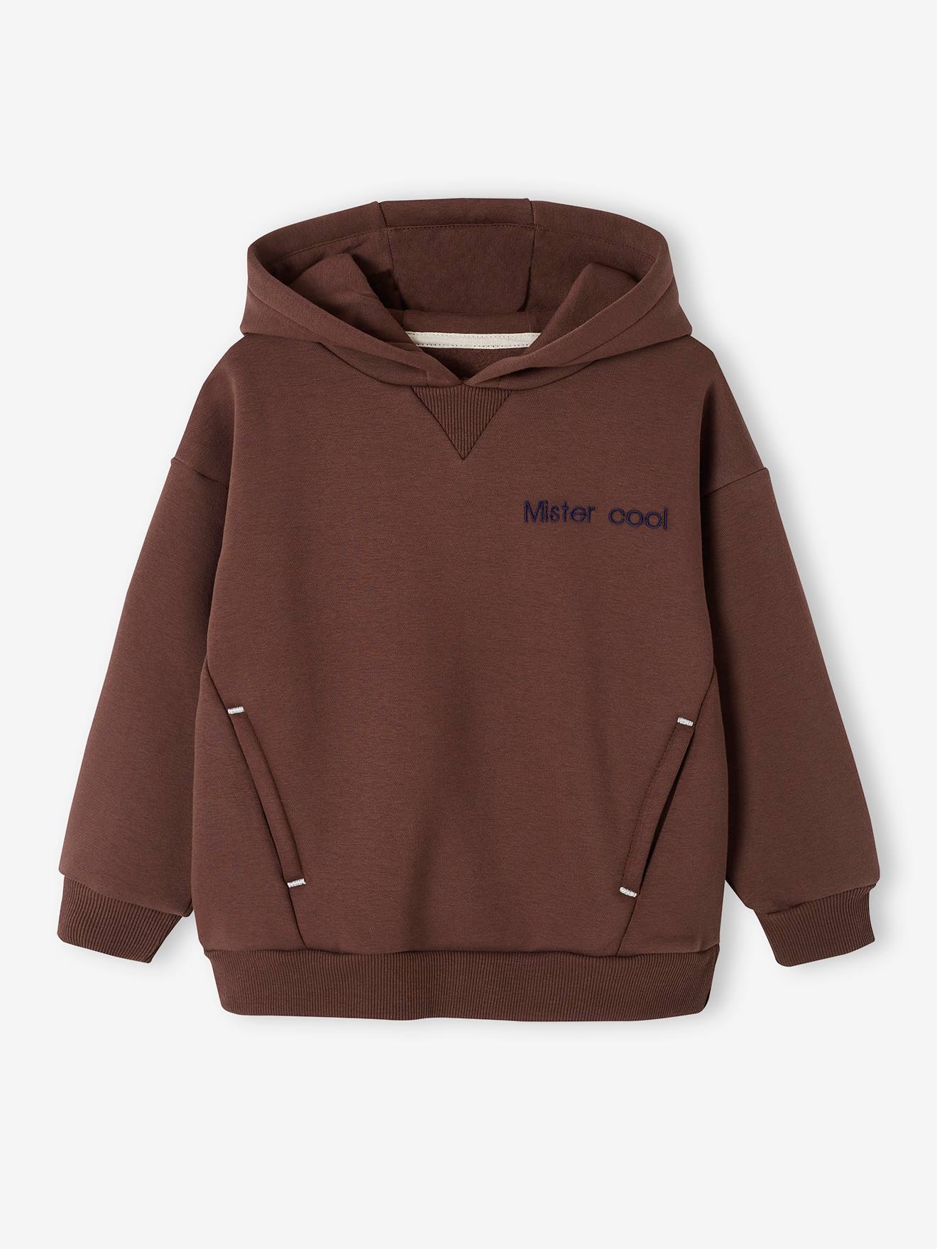 Sweat à capuche sport garçon personnalisable chocolat