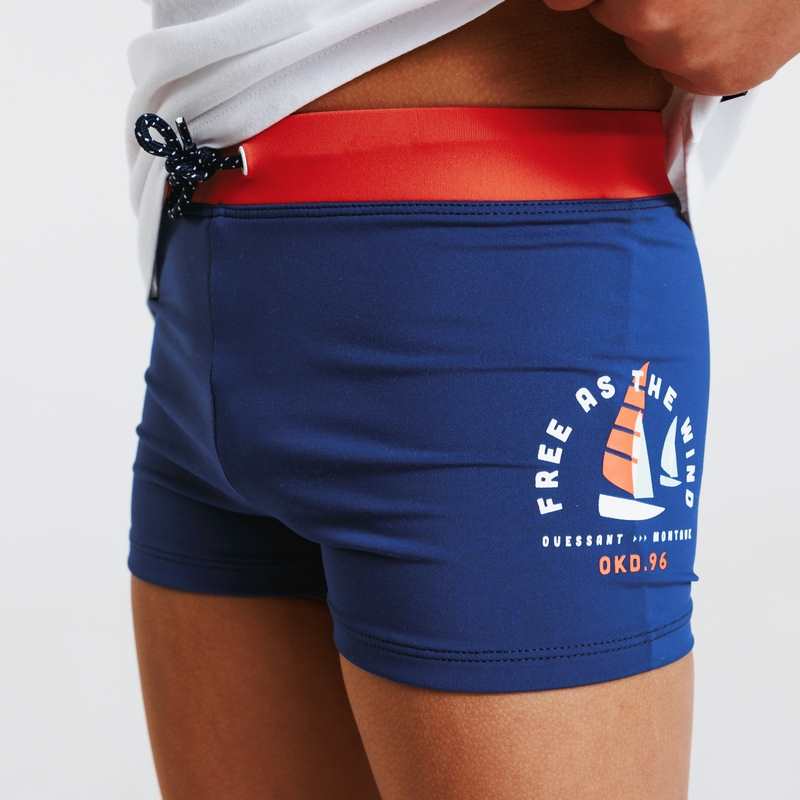 Boxer de bain motif voilier bleu garçon